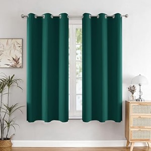 homemonde premium blackout curtains 5 feet long pack of 4 - true room darkening light blocking window curtain room privacy and thermal insulation drapes with eyelets - 60l x 46w inch deep forest