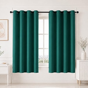 homemonde premium blackout curtains 6 feet long pack of 6 - true room darkening light blocking window curtain room privacy and thermal insulation drapes with eyelets - 72l x 46w inch deep forest