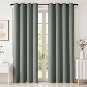 homemonde 100 true blackout curtains - 7 feet room darkening curtain for door - noise reduced and thermal insulation curtains set of 4 grey - 84 inches