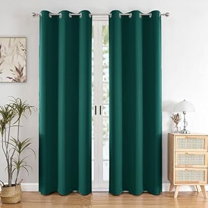 homemonde premium blackout curtains 7 feet long pack of 4 - true room darkening light blocking door curtain room privacy and thermal insulation drapes with eyelets - 84l x 46w inch deep forest