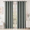 HOMEMONDE 100% True Blackout Curtains - 7 Feet Room Darkening Curtain for Door - Noise Reduced and Thermal Insulation Curtains, Set of 6, (Grey - 84 Inches)