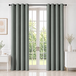 homemonde 100 true blackout curtains - 8 feet room darkening curtain for long door - noise reduced and thermal insulation curtains set of 4 grey - 96 inches
