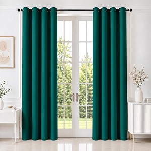 homemonde premium blackout curtains 8 feet long pack of 4 - true room darkening light blocking long door curtain room privacy and thermal insulation drapes with eyelets - deep forest
