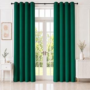 homemonde premium blackout curtains 9 feet long pack of 4 - true room darkening light blocking long door curtain room privacy and thermal insulation drapes with eyelets - deep forest