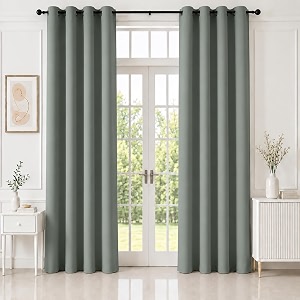 homemonde 100 true blackout curtains - 9 feet room darkening curtain for long door - noise reduced and thermal insulation curtains set of 4 grey - 108 inches
