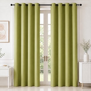 homemonde premium blackout door 7 feet curtains true room darkening heavy curtain pack of 6 thermal insulation noise reduced - avacado green 84 inches
