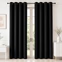 HOMEMONDE 100% True Blackout Door 7 Feet Blackout Curtain with Steel Eyelet - Room Darkening Thick Panels Pack of 4, Privacy and Thermal Insulation - (Black - 84 Inches)