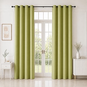 homemonde premium blackout long door 9 feet curtains true room darkening heavy curtain pack of 4 thermal insulation noise reduced - avacado green 108 inches