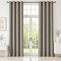 HOMEMONDE Premium Blackout Long Door Curtains 10 Feet with Eyelets Heavy Faux Silk True Room Darkening Blackout Curtain, Heat Reducing Panels Set of 6 - (Urban Ash)