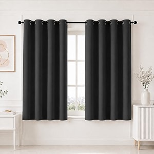 homemonde 100 true blackout window 5 feet blackout curtain with steel eyelet - room darkening thick panels pack of 6 privacy and thermal insulation - black - 60 inches