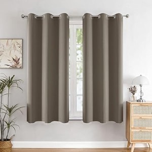 homemonde premium blackout window curtains 5 feet with eyelets heavy faux silk true room darkening blackout curtain heat reducing panels set of 6 - urban ash