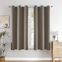 HOMEMONDE Premium Blackout Window Curtains 6 Feet with Eyelets Heavy Faux Silk True Room Darkening Blackout Curtain, Heat Reducing Panels Set of 6 - (Urban Ash)