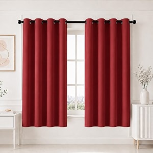 homemonde 100 true blackout curtains 6 feet long set of 4 - light blocking window curtain room privacy and thermal insulation drapes with eyelets - 72l x 46w inch maroon