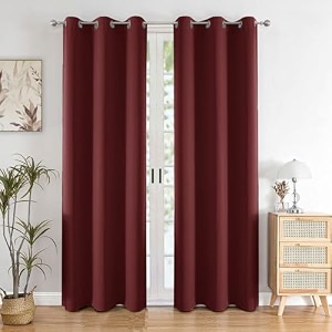 homemonde 100 true blackout curtains 7 feet long set of 4 - light blocking door curtain room privacy and thermal insulation drapes with eyelets - 84l x 46w inch maroon