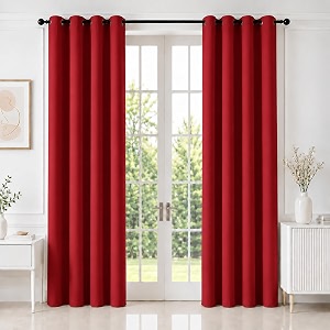 homemonde 100 true blackout curtains 8 feet long set of 6 - light blocking long door curtain room privacy and thermal insulation drapes with eyelets - 96l x 46w inch maroon
