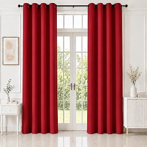 homemonde 100 true blackout curtains 9 feet long set of 4 - light blocking long door curtain room privacy and thermal insulation drapes with eyelets - 108l x 46w inch maroon