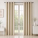 HOMEMONDE Premium Blackout Long Door 8 Feet Curtains - True Room Darkening Heavy Faux Silk Drapes Pack of 4, Light Blocking and Thermal Insulation, Hangs with Eyelet - (Beige - 96 Inches)