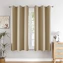 HOMEMONDE Premium Blackout Window 5 Feet Curtains - True Room Darkening Heavy Faux Silk Drapes Pack of 4, Light Blocking and Thermal Insulation, Hangs with Eyelet - (Beige - 60 Inches)