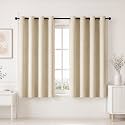 HOMEMONDE Premium Blackout Window 5 Feet Curtains - True Room Darkening Heavy Faux Silk Drapes Pack of 6, Light Blocking and Thermal Insulation, Hangs with Eyelet - (Beige - 60 Inches)