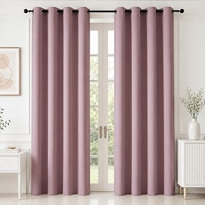 homemonde premium blackout curtains for door 7 feet set of 6 - true room darkening and privacy drapes thermal insulation noise reduced - dark lavender 84 inches