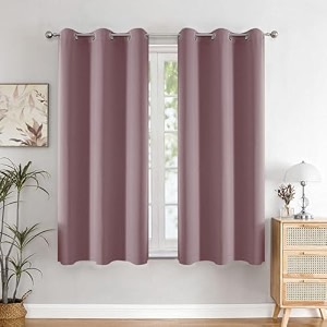 homemonde premium blackout curtains for window 5 feet set of 4 - true room darkening and privacy drapes thermal insulation noise reduced - dark lavender 60 inches - premium blackout