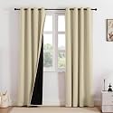 HOMEMONDE 100% True Blackout Curtain Window 5 Feet 1 Piece - Thermal Insulation, Fade Resistant &amp; Black Backing Drapes - (60 Inch, Solid Beige)