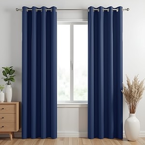 homemonde curtains 9 feet long single piece -100 heavy blackout long door curtain light blocking room privacy and thermal insulation drapes with eyelets - 108l x 46w inch ocean indigo