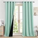 HOMEMONDE 100% True Blackout Curtains -Window Curtains 5 Feet Single Piece - Thermal Insulation Blackout Curtain, Black Backing &amp; Fade Resistant Drapes - 60 Inch, Aqua Mist