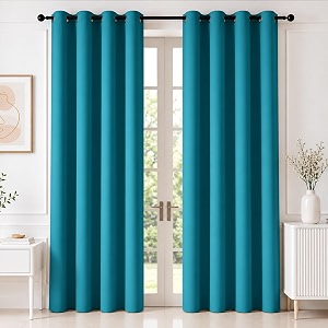 homemonde 100 true blackout curtains 7 feet long set of 4 - light blocking door curtain room privacy and thermal insulation drapes with eyelets - 84l x 46w inch blue
