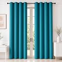 HOMEMONDE 100% True Blackout Curtains 7 Feet Long Set of 4 - Light Blocking Door Curtain, Room Privacy and Thermal Insulation Drapes with Eyelets - (84L x 46W Inch, Blue)