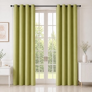homemonde premium blackout long door 8 feet curtains true room darkening heavy curtain pack of 6 thermal insulation noise reduced - avacado green 96 inches