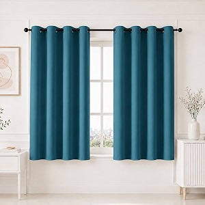 homemonde 100 true blackout curtains 5 feet long set of 6 - light blocking window curtain room privacy and thermal insulation drapes with eyelets - 60l x 46w inch blue