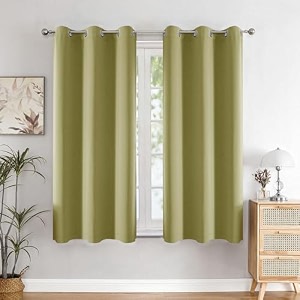 homemonde 100 true blackout curtains 5 feet long set of 4 - light blocking window curtain room privacy and thermal insulation drapes with eyelets - 60l x 46w inch blue