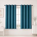 HOMEMONDE 100% True Blackout Curtains 5 Feet Long Set of 4 - Light Blocking Window Curtain, Room Privacy and Thermal Insulation Drapes with Eyelets - (60L x 46W Inch, Blue)