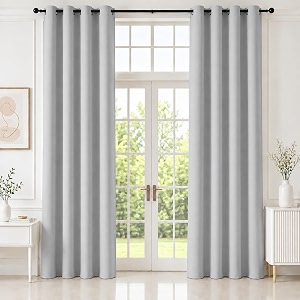 homemonde premium blackout curtains 10 feet long set of 4 - light blocking long door curtain true room darkening and thermal insulation drapes with eyelets - 120l x 46w inch greyish white
