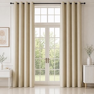 homemonde premium blackout curtains 10 feet long set of 6 - light blocking long door curtain true room darkening and thermal insulation drapes with eyelets - 120l x 46w inch beige