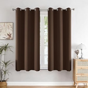 homemonde 100 true blackout curtains 5 feet long set of 6 - window curtain light blocking room privacy and thermal insulation drapes with eyelets - 60l x 46w inch dark brown