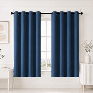 homemonde 100 true blackout curtains 6 feet long set of 6 - window curtains light blocking room privacy and thermal insulation drapes with eyelets - 72l x 46w inch navy blue