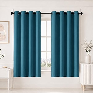 homemonde 100 true blackout curtains 6 feet long set of 6 - light blocking window curtain room privacy and thermal insulation drapes with eyelets - 72l x 46w inch blue