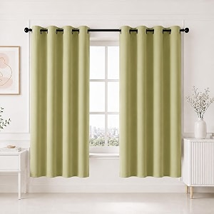 homemonde premium blackout curtains 6 feet long set of 6 - light blocking window curtain true room darkening and thermal insulation drapes with eyelets - 72l x 46w inch avacado green