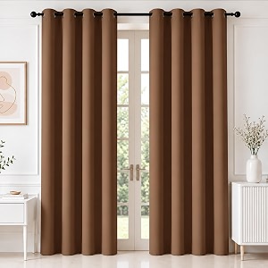homemonde 100 true blackout curtains 7 feet long set of 4 - door curtain light blocking room privacy and thermal insulation drapes with eyelets - 84l x 46w inch dark brown