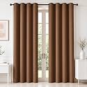 HOMEMONDE 100% True Blackout Curtains 7 Feet Long Set of 4 - Door Curtain, Light Blocking, Room Privacy and Thermal Insulation Drapes with Eyelets - (84L x 46W Inch, Dark Brown)