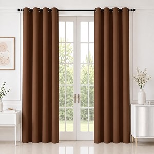 homemonde 100 true blackout curtains 8 feet long set of 4 - long door curtain light blocking room privacy and thermal insulation drapes with eyelets - 96l x 46w inch dark brown