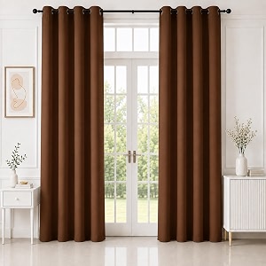 homemonde 100 true blackout curtains 9 feet long set of 6 - long door curtain light blocking room privacy and thermal insulation drapes with eyelets - 108l x 46w inch dark brown
