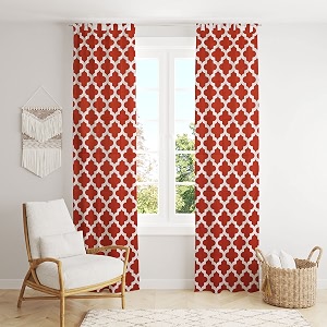 homemonde rust cotton curtains 5 feet window - quatrefoil print set of 2 loop top home decor 60 inches