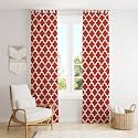 HOMEMONDE Rust Cotton Curtains 5 Feet Window - Quatrefoil Print Set of 2 Loop Top Home Decor, 60 Inches