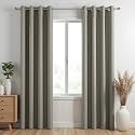 HOMEMONDE 100% True Blackout Door Curtains 7 Feet with Eyelets Heavy Faux Silk Room Darkening Blackout Curtain, Heat Reducing Panels Pack of 1- (Solid English Grey)
