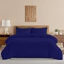 HOMEMONDE Duvet Cover - 210 TC Premium Cotton Quilt Cover with Corner Ties - Queen Bed (90 x 100 Inches) Navy Blue Solid