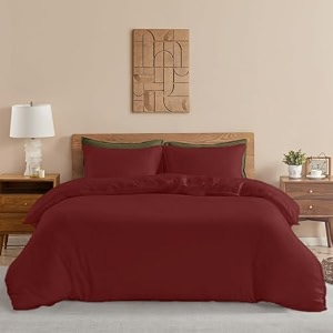 homemonde duvet cover - premium cotton comforter with corner ties  rajai cover  double bed 80 x 90 inches burgundy solid