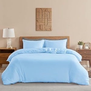 homemonde duvet cover - 210 tc premium cotton comforter with corner ties  rajai cover  blanket cover - single bed 60 x 90 inches light blue solid